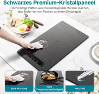 AMZCHEF Dupla Indukciós Főzőlap Flex Zónákkal - 3300W, 9 Teljesítményszint, Érintőgombos, Időzítő, Gyerekzár, Asztali és Beépíthető, Szürke 7