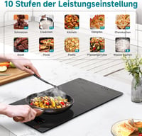 AMZCHEF Dupla Indukciós Főzőlap Flex Zónákkal - 3300W, 9 Teljesítményszint, Érintőgombos, Időzítő, Gyerekzár, Asztali és Beépíthető, Szürke 5