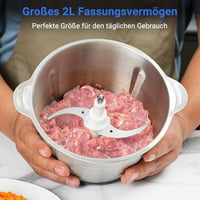 AMZCHEF Elektromos Húsdaráló 500W Rozsdamentes Acél Tállal és 2 Sebességfokozattal 5
