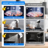 AMZCHEF Hordozható Páraelszívó, 3 Fokozat, LED Lámpa, Barna 2