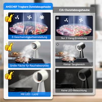 AMZCHEF Hordozható Páraelszívó, 3 Fokozat, LED Lámpa, Nagy Olajgyűjtő, Csendes 2