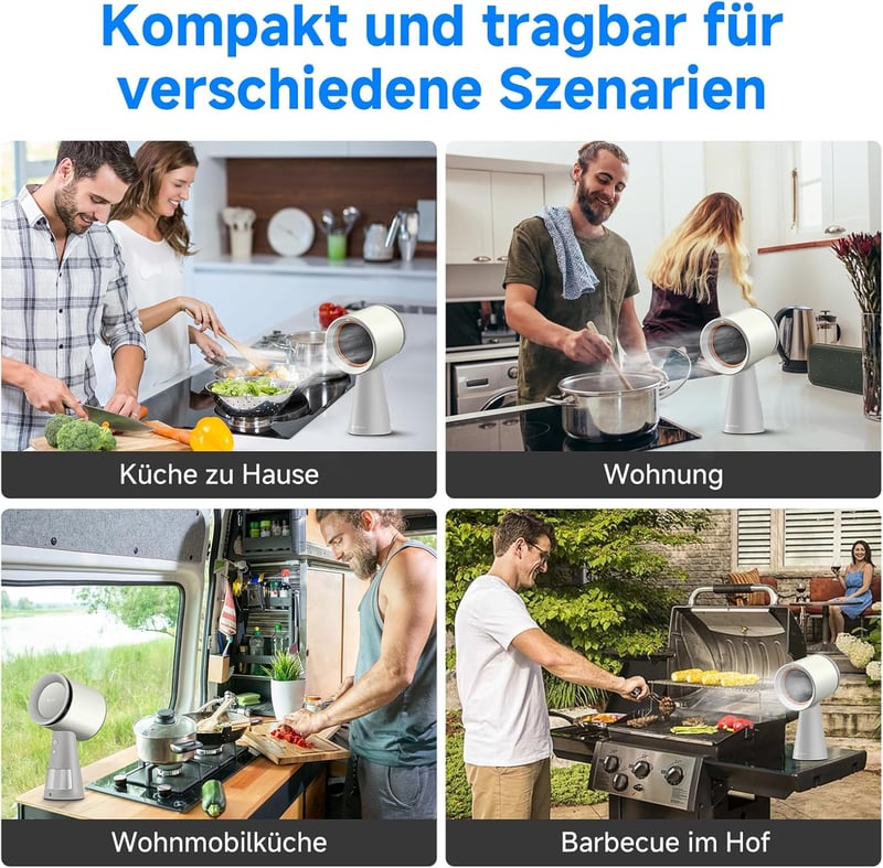AMZCHEF Hordozható Páraelszívó, 3 Fokozat, LED Lámpa, Nagy Olajgyűjtő, Csendes