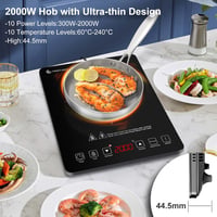 AMZCHEF Indukciós Főzőlap 2000W - Ultravékony Dizájn, 20 Teljesítményszint, 20 Hőfokbeállítás, Biztonsági Zár, 3 Órás Időzítő, Fekete - Black 4