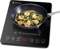 AMZCHEF Indukciós Főzőlap 2000W - Ultravékony Dizájn, 20 Teljesítményszint, 20 Hőfokbeállítás, Biztonsági Zár, 3 Órás Időzítő, Fekete - Black 1