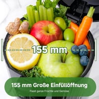 Storcător prin presare la rece AMZCHEF pentru fructe și legume întregi, tub de alimentare XXL de 155 mm, recipient de 2,5 L, filtru 3 în 1, negru 2