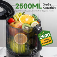 Storcător prin presare la rece AMZCHEF pentru fructe și legume întregi, tub de alimentare XXL de 155 mm, recipient de 2,5 L, filtru 3 în 1, negru 3