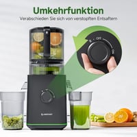 Storcător prin presare la rece AMZCHEF pentru fructe și legume întregi, tub de alimentare XXL de 155 mm, recipient de 2,5 L, filtru 3 în 1, negru 4