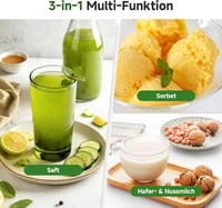 Storcător prin presare la rece AMZCHEF pentru fructe și legume întregi, tub de alimentare XXL de 155 mm, recipient de 2,5 L, filtru 3 în 1, negru 5