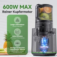 Storcător prin presare la rece AMZCHEF pentru fructe și legume întregi, tub de alimentare XXL de 155 mm, recipient de 2,5 L, filtru 3 în 1, negru 7