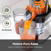 AMZCHEF Slow Juicer hidegpréses gyümölcs- és zöldségcentrifuga - 120 mm-es betöltőnyílás, rozsdamentes acél 5