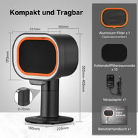 AMZCHEF mobil páraelszívó mini konyhai elszívó, teleszkópos magasság és 40 fokos döntés, 4 fokozatú hordozható ventilátor, alumínium szűrő, 2