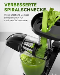 AMZCHEF Prémium Gyümölcs- és Zöldségprés 150W - Csendes Motoros Lassú Gyümölcsfacsaró Visszaforgató Funkcióval, Ezüst 2