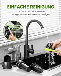 AMZCHEF Prémium Gyümölcs- és Zöldségprés 150W - Csendes Motoros Lassú Gyümölcsfacsaró Visszaforgató Funkcióval, Ezüst 8