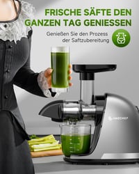 AMZCHEF Prémium Gyümölcs- és Zöldségprés 150W - Csendes Motoros Lassú Gyümölcsfacsaró Visszaforgató Funkcióval, Ezüst 9