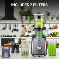 AMZCHEF Slow Juicer hidegsajtolós facsaró - 250 W, 103 mm betöltőnyílás, szürke 2