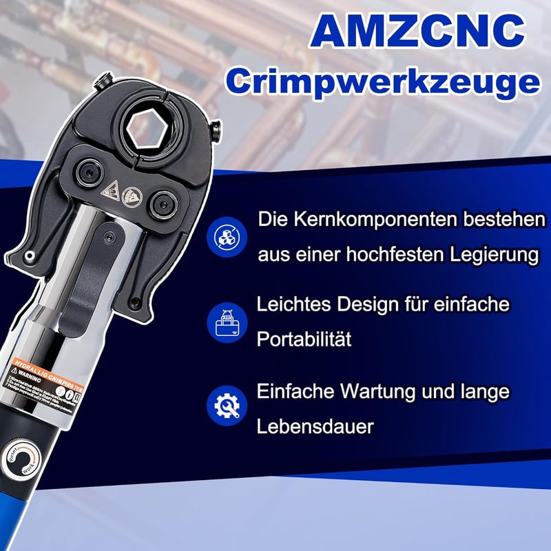 AMZCNC Hidraulikus Préselt Fogó V-Kontúr 12-22-28mm Forgófejes Csőprés Szerszám