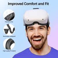 AMZDM Arcpárna Meta Quest 2 VR Headsethez – PU Bőr Hab Arcfelület Csere Oculus Quest 2 Kompatibilis Védőborítás 3