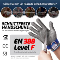 AmzFirst 9-es Szintű Vágásálló Konyhai Kesztyű - Rozsdamentes Acél Hálós Védőkesztyű Mandolinhoz, Húsvágáshoz, Kék Csuklópánttal, XL Méret 3