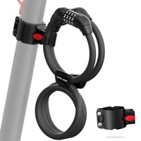 Antifurt pentru trotinetă electrică și bicicletă AMZLOCK, cu cablu dublu și suport, cod din 4 cifre, 110 cm / 12 mm 1