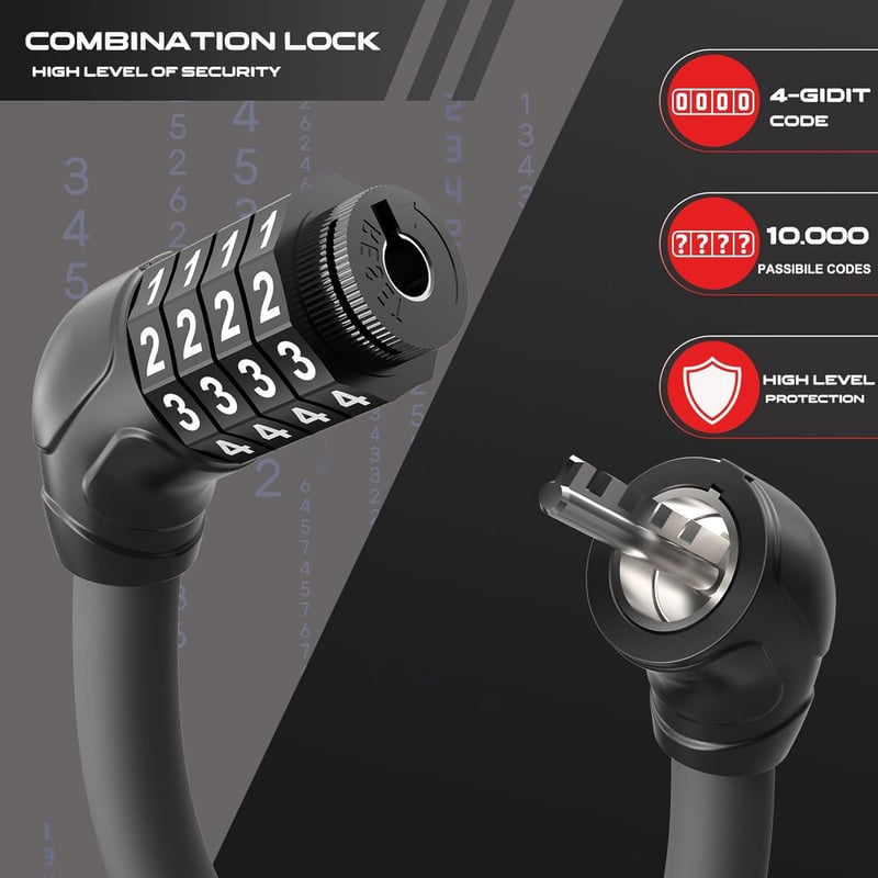 AMZLOCK Elektromos Roller Lakat 4 Számjegyes Kódos Biztonsági Zár
