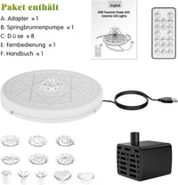 AMZtime USB LED szökőkút távirányítóval, RGB világítás, kerti és beltéri használatra 10