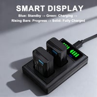 Duálna USB nabíjačka batérií Amztour pre Sony NP-FW50, čierna, s LED displejom, pre fotoaparáty ZV-E10, A6000, A6100, A6300, A6400, A6500, A7, A7II, A7S 5