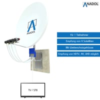 Anadol 4/1 DiSEqC prepínač 2.0 pre 4 družice a 1 účastníka, v odolnom vyhotovení do každého počasia, vrátane 5x F-konektora, sťahovacích pások, hmoždiniek a skrutiek 3