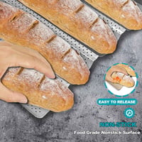 Anaeat Perforált Kenyérsütő Forma 38x33cm Ezüst - 4 Cipó Baguette Sütéshez 7