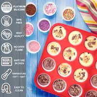 Anaeat silikónová forma na muffiny – forma na 24 mini cupcakeov, nepriľnavá forma na pečenie muffinov, čokolády, chleba a tortičiek, balenie 2 ks 5
