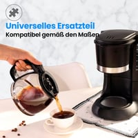Anakel Home Üveg Kávéskanna Filteres Kávéfőzőhöz, Állítható Magassággal | 13,5-15 cm x 14 cm | 1 literes, Fekete Fedeles Karaffa 6