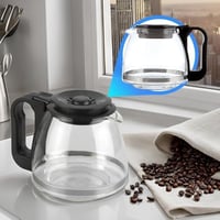 Anakel Home Üveg Kávéskanna Filteres Kávéfőzőhöz, Állítható Magassággal | 13,5-15 cm x 14 cm | 1 literes, Fekete Fedeles Karaffa 3