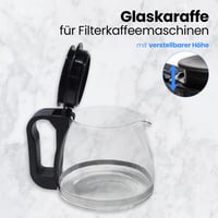 Anakel Home Üveg Kávéskanna Filteres Kávéfőzőhöz, Állítható Magassággal | 13,5-15 cm x 14 cm | 1 literes, Fekete Fedeles Karaffa 2