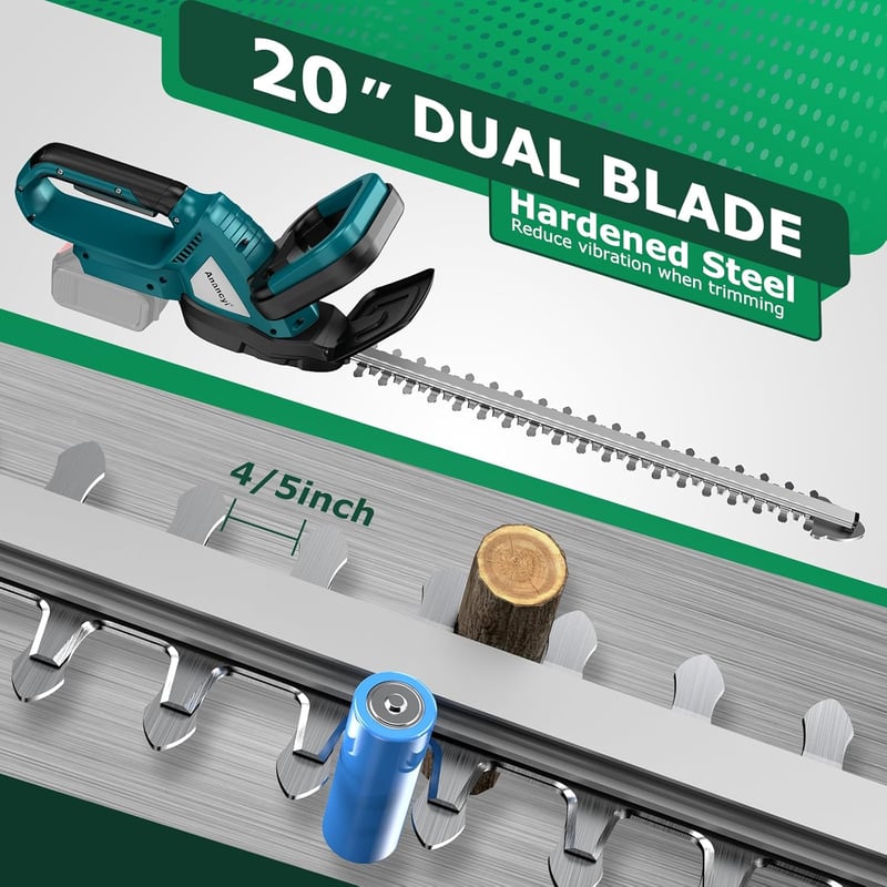 Anancyi Akkumulátoros Sövényvágó Makita 18V Kompatibilis - 51 cm Vágóhossz, 20 mm Fogtávolság, 1350 RPM, Biztonsági Terelőlappal, Kerti Sövé