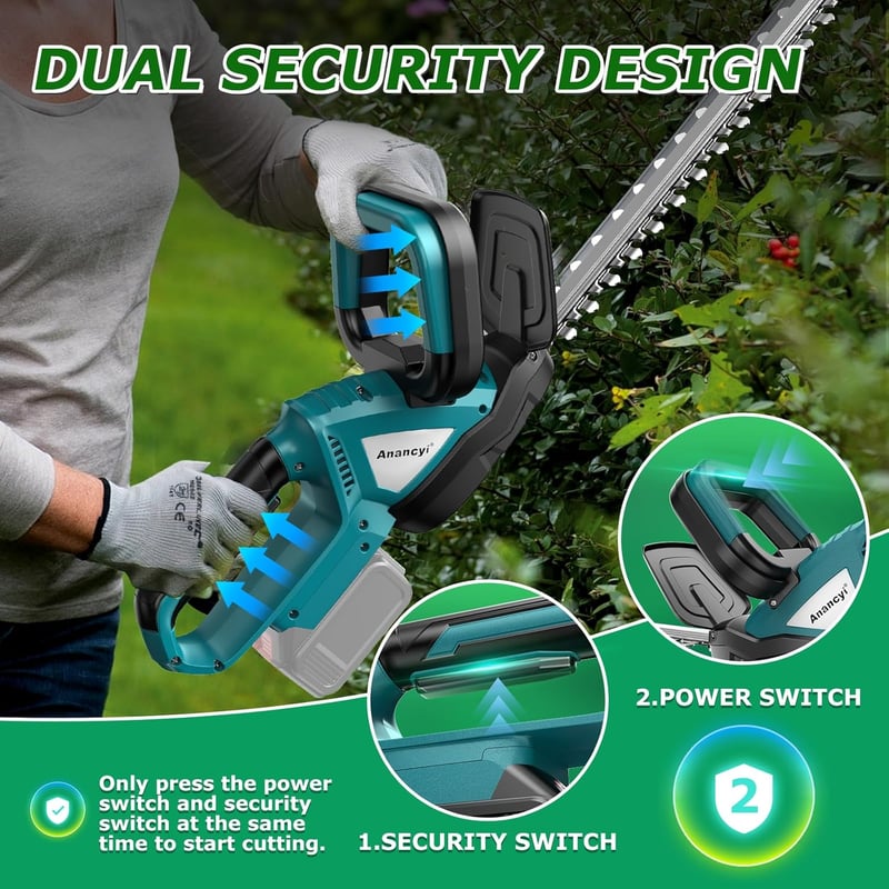 Anancyi Akkumulátoros Sövényvágó Makita 18V Kompatibilis - 51 cm Vágóhossz, 20 mm Fogtávolság, 1350 RPM, Biztonsági Terelőlappal, Kerti Sövé