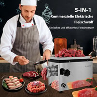 Anatole 1100W Professzionális Húsdaráló - Rozsdamentes Acél Elektromos Húsőrlő Kolbásztöltővel, 3 Tárcsával és 2 Késsel Éttermek Számára 7