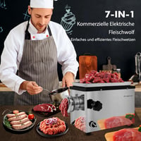 Anatole 1300W Professzionális Húsdaráló - Rozsdamentes Acél Kolbásztöltő Funkcióval, 4 Pengével, 6 Tárcsával, Mosogatógépben Mosható, Hűtőre 7