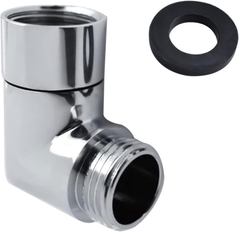 ANBOO 90 fokos zuhanyfej adapter ezüst forgófejes csatlakozó gumitömítéssel