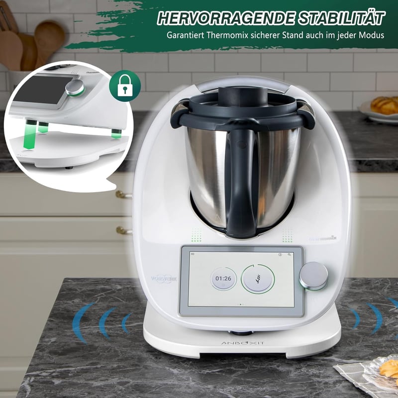 ANBOXIT Thermomix TM6/TM5 csúsztatótábla bambusz görgős konyhai segédlet fehér - White