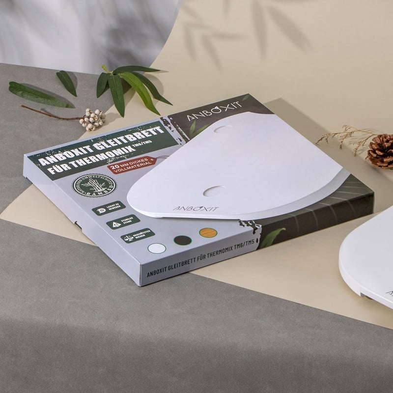ANBOXIT Thermomix TM6/TM5 csúsztatótábla bambusz görgős konyhai segédlet fehér - White