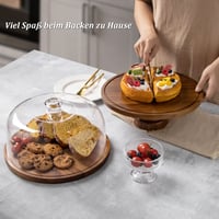 ANBOXIT stalak za torte s poklopcem, akrilno zvono za tortu, drveni stalak za kolače s kupolom 7