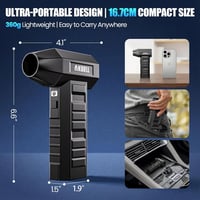 Suflantă cu aer comprimat Anbull, 250.000 RPM, reîncărcabilă, 9000 mAh, fără fir, USB-C, 4 trepte, pentru PC, tastatură, mașină și electronice 4