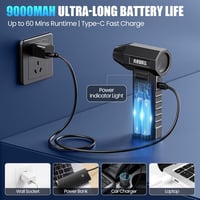 Suflantă cu aer comprimat Anbull, 250.000 RPM, reîncărcabilă, 9000 mAh, fără fir, USB-C, 4 trepte, pentru PC, tastatură, mașină și electronice 5