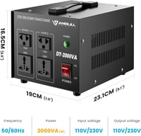 Anbull DT-2000W Toroid Transzformátor Feszültségátalakító - 110V-230V Konverter, Fel-Le Átalakító, 50-60 Hz, 2000VA Teljesítmény 7