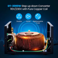 Anbull DT-3000W Toroid Transzformátor - Feszültségátalakító 110V-230V Között, Kétirányú Konverter, 50-60 Hz 4