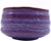 ANCLLO Japán Kézműves Matcha Tálka Chawan - Hagyományos Teaszertartáshoz - Lila-Piros Mázzal - Kerámia Teáscsésze 5