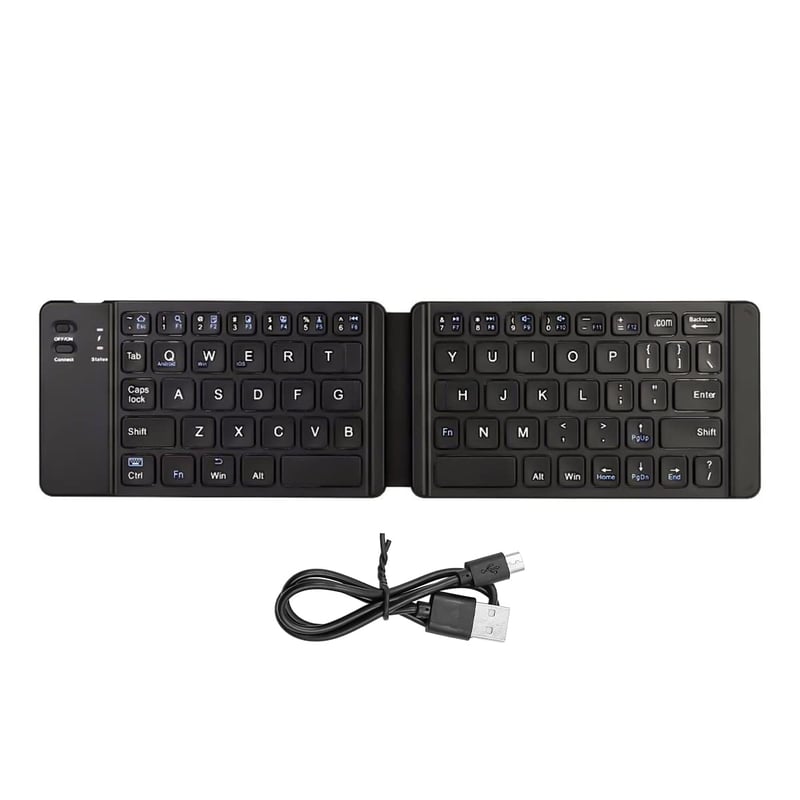 ANCLLO sklopiva Bluetooth 3.0 mini tipkovnica, ultra tanka, punjiva - crna