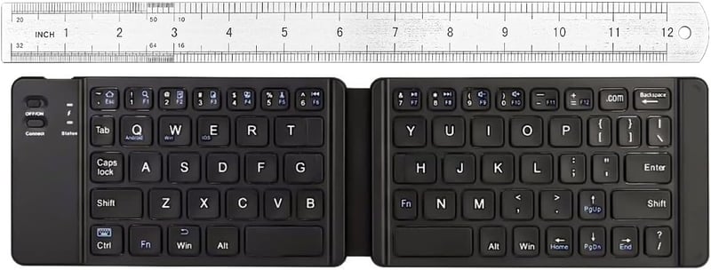 ANCLLO Vezeték nélküli összecsukható Bluetooth billentyűzet, ultra vékony, újratölthető, iOS Android Windows kompatibilis