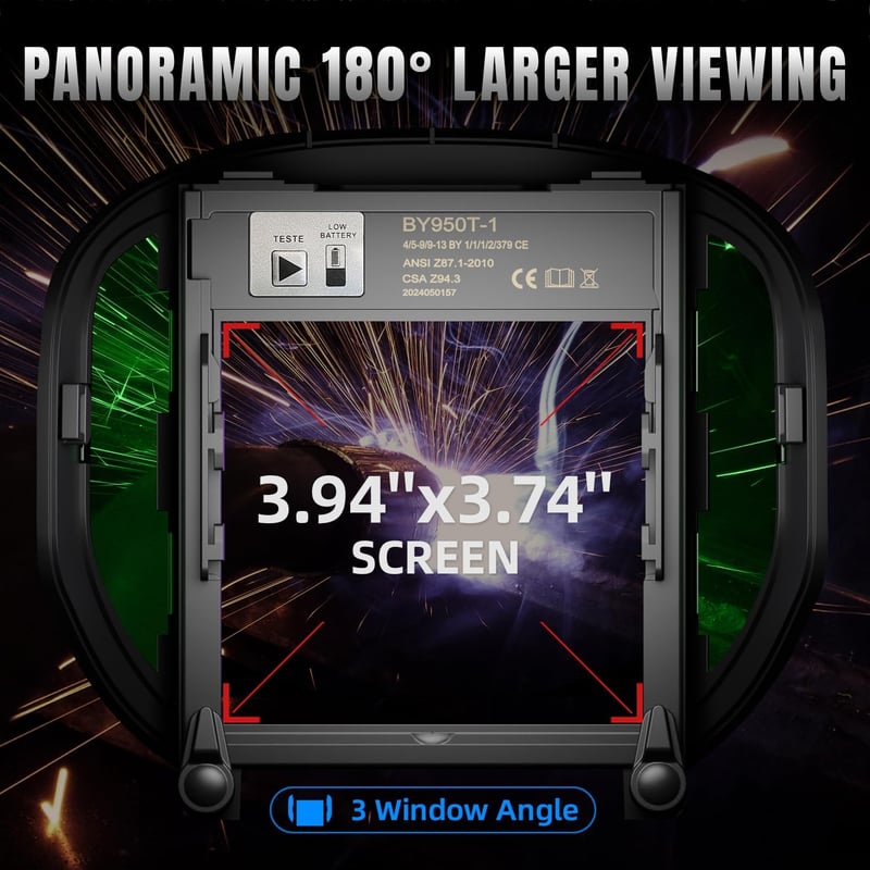 ANDELI Automata Sötétedő Hegesztőpajzs 180° Panoráma Nézet LED