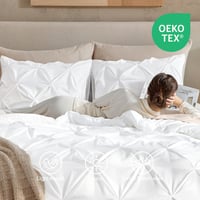 Andency Fehér Csíkos Paplanhuzat Szett Full méret (79x90 inch), 3 részes, 1 steppelt paplan és 2 párnahuzat, mikroszálas töltőanyag 3