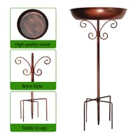 Suport pentru adăpătoare de păsări din metal Andiwa pentru grădină, bol vintage pentru hrănirea păsărilor cu bază cu 5 picioare, decor cu frunze, ornament pentru grădină și terasă 2